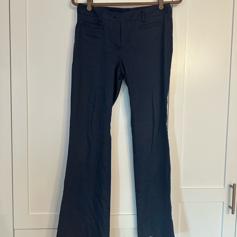 Theory Navy Tailored Linen Dress Pants